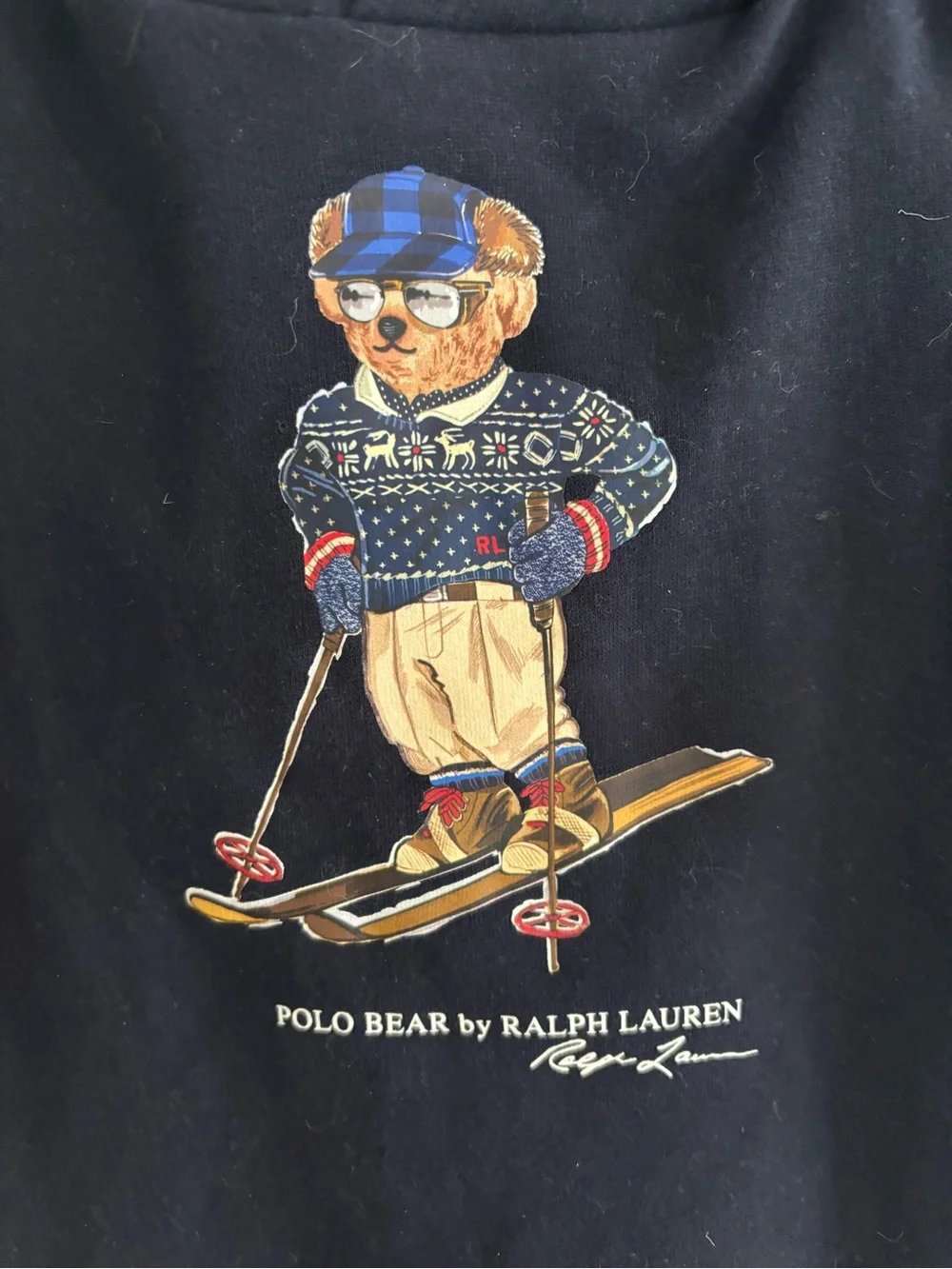 Ralph Lauren Navy Hoodie Dress with Polo ski Bear Graphic 3T